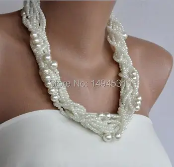 

Wholesale Pearl Jewelry Handmade Bridesmaids Wedding Pearl White Necklace Brides Gifts Special Occasion - XZN152