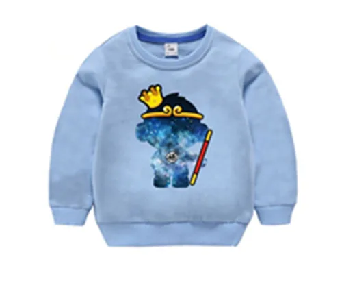 Лидер продаж; Детский Повседневный свитер высокого качества с круглым вырезом и мультипликационным принтом; разноцветная хлопковая рубашка с длинными рукавами для маленьких мальчиков и девочек - Цвет: Light blue
