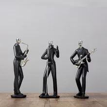 Нордическая простая музыкальная группа скрипка Поющая Спортивная статуя человека черные статуэтки украшения шкафа украшение дома современный стильный подарок
