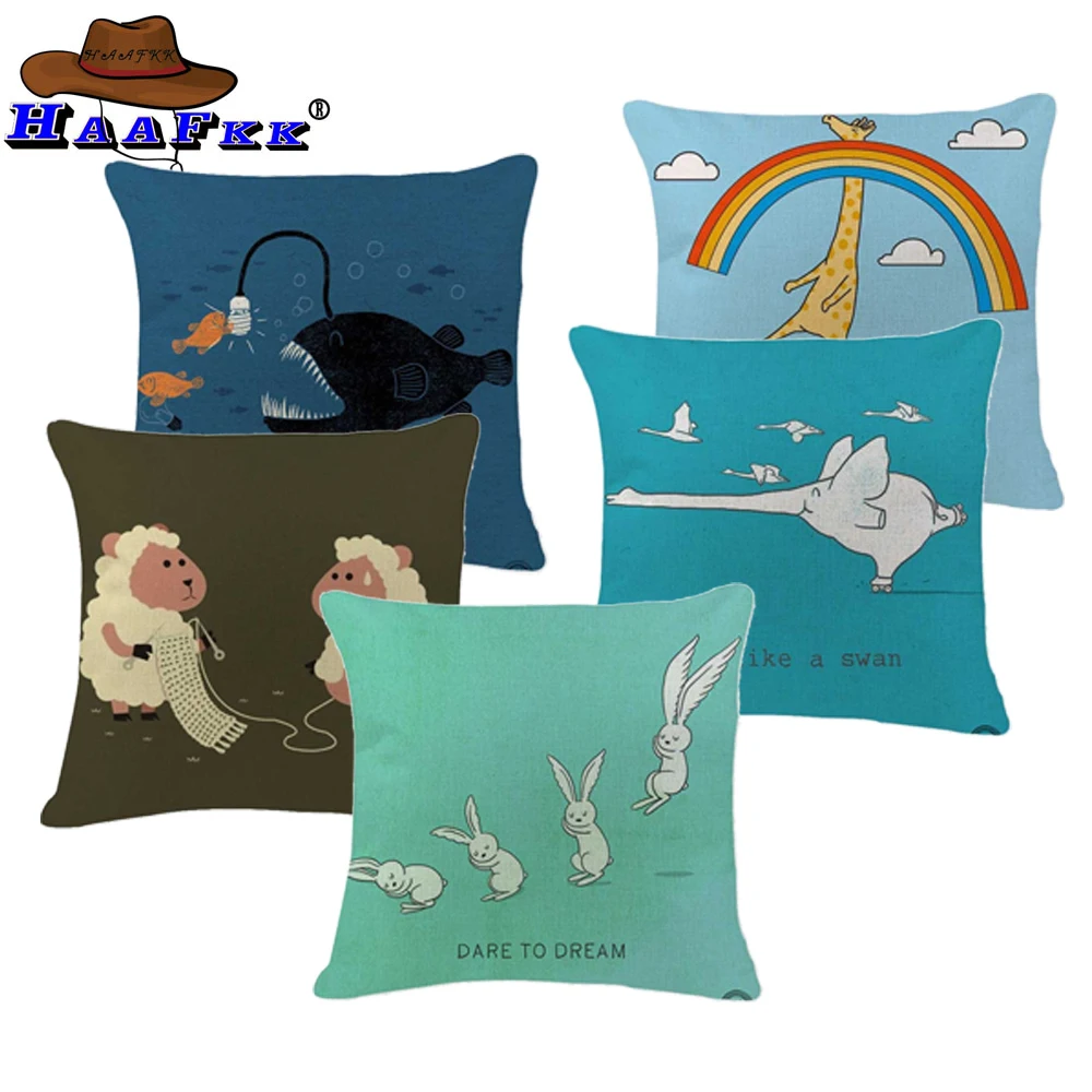 Childlike Toss Pillow Fun Creative Elephant Pilow Party Large Cotton Linen Promotion Home Decoration Animal Lumbar Covers | Дом и сад