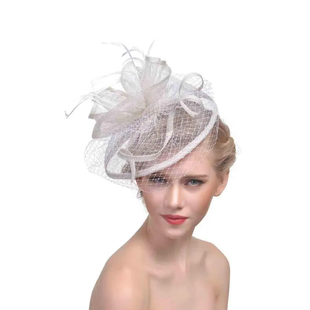 Новая очаровательная шляпа перо Свадебные шапки для женщин старинный головной убор повязка на голову свадебный головной убор EL889 - Цвет: Белый