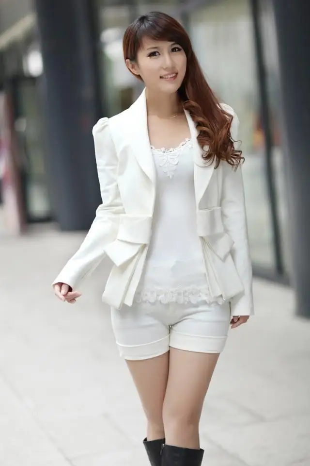Casual Solid Woman Slim Suit Jacket Notched Slim Office
