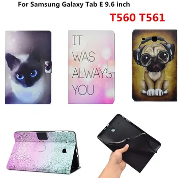 

PU Leather Case Stand Cover For Samsung Galaxy Tab E 9.6" SM-T560NU,T560,T561 Tablet PC Lovely Cartoon Soft Silicone TPU Back
