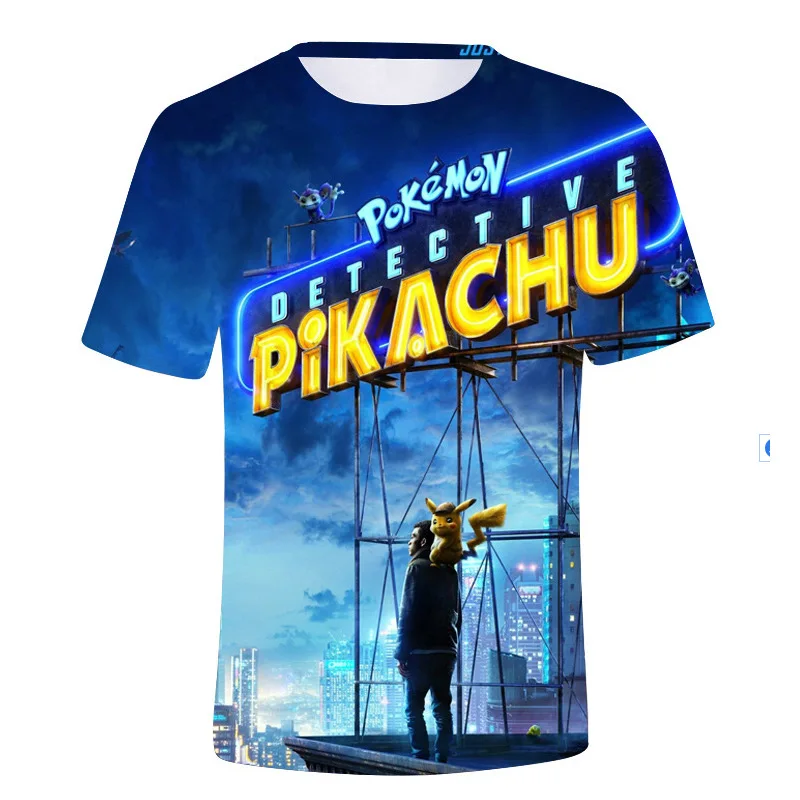 Детская футболка с 3D принтом Pokemon Detective Pikachu коллекция 2019 года модная летняя