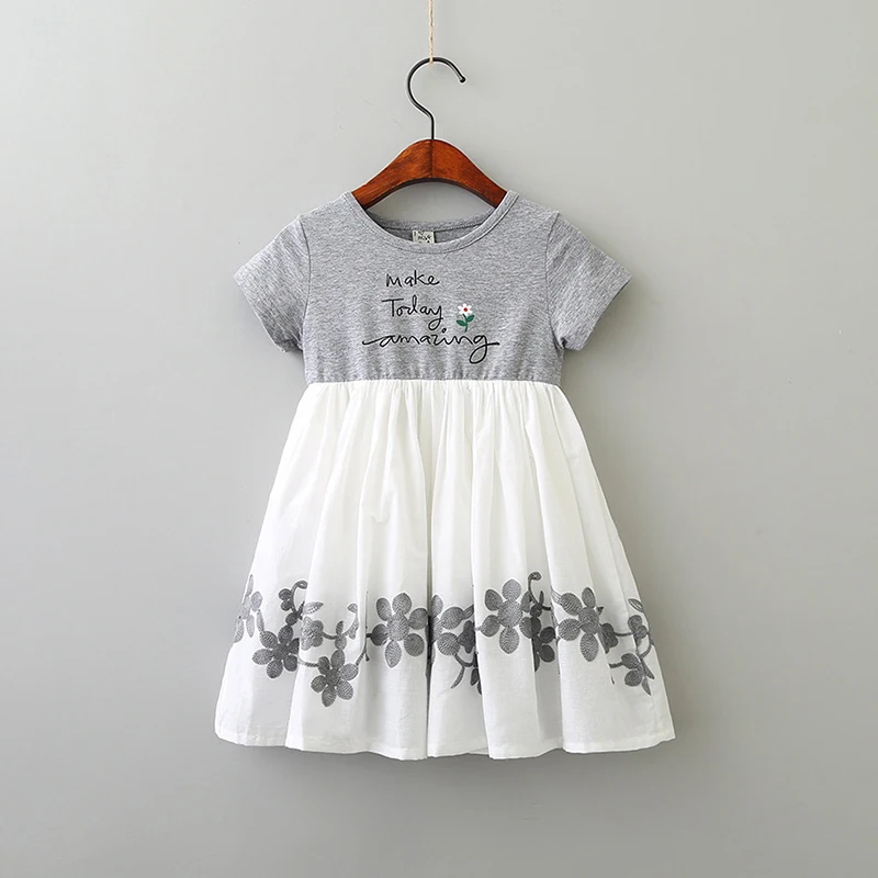 

ideacherry 2018 Girls Summer Dress Western European Style Baby Flower Printing Embroidery Dress for 2-7 Years Children Clothing