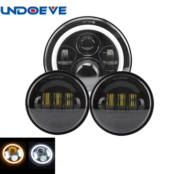 

Undoeve Round 7" 40w H4 H13 LED Headlights & 4.5" 30w LED fog light with For Motorcycles Touring Electra Glide