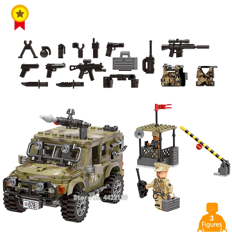 

ww2 Contact station Ryan Jeep Shipping task Distribution military figures many Weapons Building Blocks compatible legoinglys