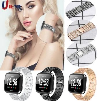 

Metal Watch Strap for Fitbit Versa Smart Watch Band Bracelet Wristband Replacement Watchband with Rhinestone for Fitbit Versa
