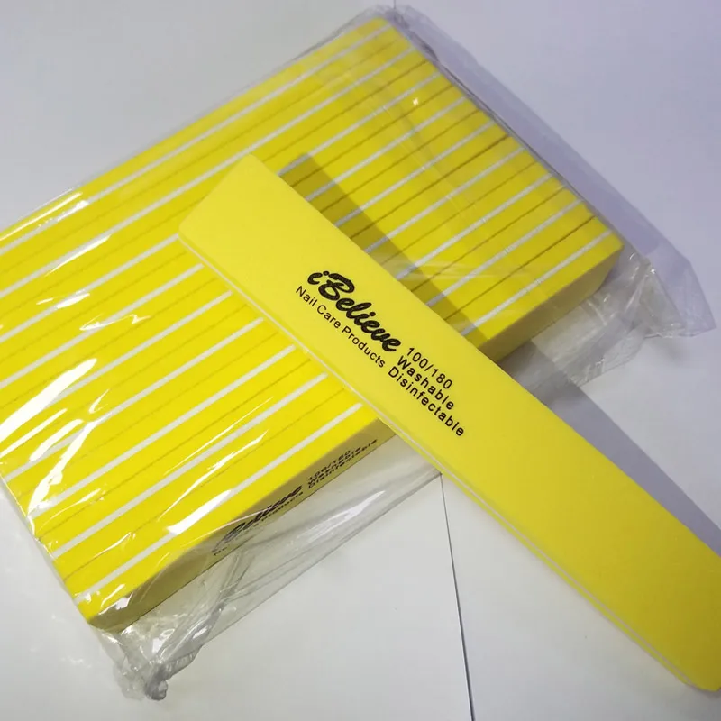 Ibelive 10 шт./лот пилочки для ногтей буфер 100/180 зернистости ногтей художественная шлифовка пилка губка инструменты для дизайна ногтей для салонов - Цвет: Yellow 10pcs