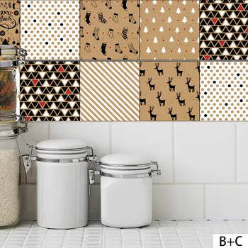

Moroccan Fashion Waterproof Ceramic Tile Sticker DIY Self Adhesive 3D Floor Wall Sticker For Living Room Drawer Bedroom Kitchen