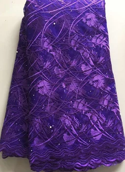 

African Tulle Lace Fabric 2018 African French Lace Fabric High Quality With Stones Nigerian Embroidery Tulle French Lace ELL3083