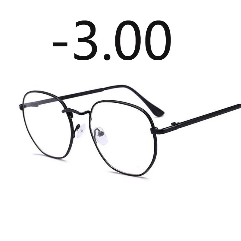 Оправа для очков из сплава, женские негабаритные очки для близорукости, женские винтажные очки для близорукости-1,0-1,5-2,0-2,5-3,0-3,5-4,0 - Цвет оправы: Black Myopia 300