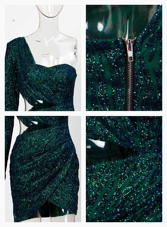 Love& Lemonade, сексуальное зеленое платье с вырезами, с одним рукавом, блестящее, с клеевым бисером, материал, облегающее, вечерние платья, LM81650