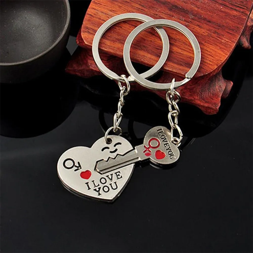 Fashion Heart Key Ring Romantic Couple Keychain Valentine's Day Lover Gift Heart Key Set Lovers