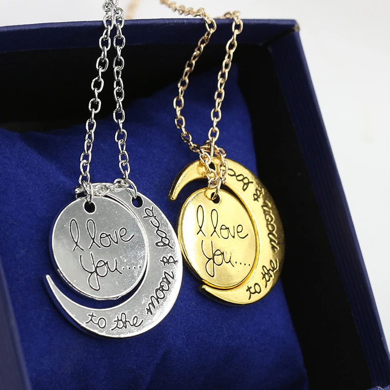 

1 pcs Fashion "i love you" Moon Round Love Necklace Friendship Gift For Couple Bohemian Jewelry Gift Charm Necklace