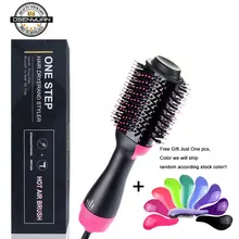 Большой запас! 1000 Вт Профессиональный фен-щетка 2 в 1, выпрямитель для волос, гребень для завивки, электрический фен, гребень для волос, ролик для волос