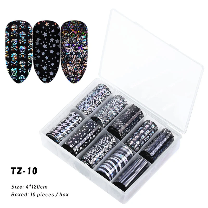 10 коробка с различным ассортиментом 4 см съемные стикеры для ногтей Набор наклеек для ногтей аппликация с разными рисунками нейл-арта украшения различные варианты виниловые наклейки на стену с рисунком - Цвет: TZ-10