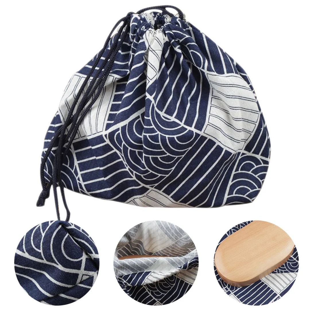 JX-LCLYL Portable Lunch Box Bento Carry Tote Picnic Case Pouch Drawstring Storage Bag