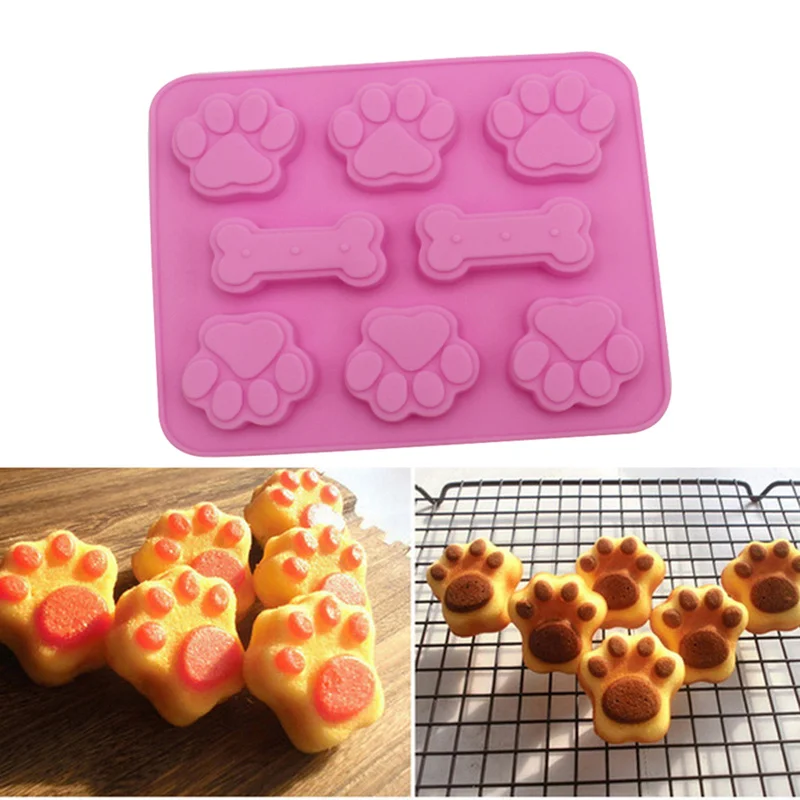 

Creative Dog Bone Dog Footprint Cake Mold 2-in-1 Silicone Baking Mold Food Grade Silicone Material Mold Baking Tool Cake Stand