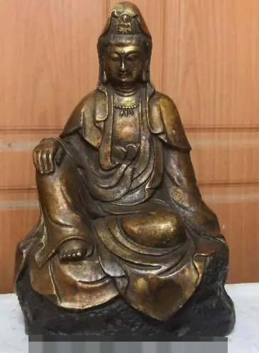 

S6637 Tibet Buddhism Fane Bronze Copper Comfortable Guanyin Free Kwan-yin Bodhisattva D0318