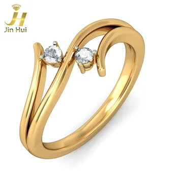 

Jinhui Women The Twin Wingflow Ring Solid 18K Yellow 750 Gold 0.064CT Natural Diamond Jewelry Free Engraving