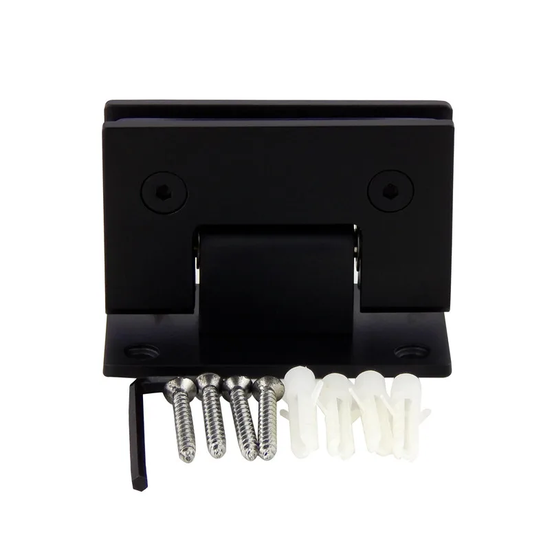 Glass Door Bathrooms Stainless Steel 304 Wall Mount Black Glass Shower Door Hinge (90 Degrees is open)