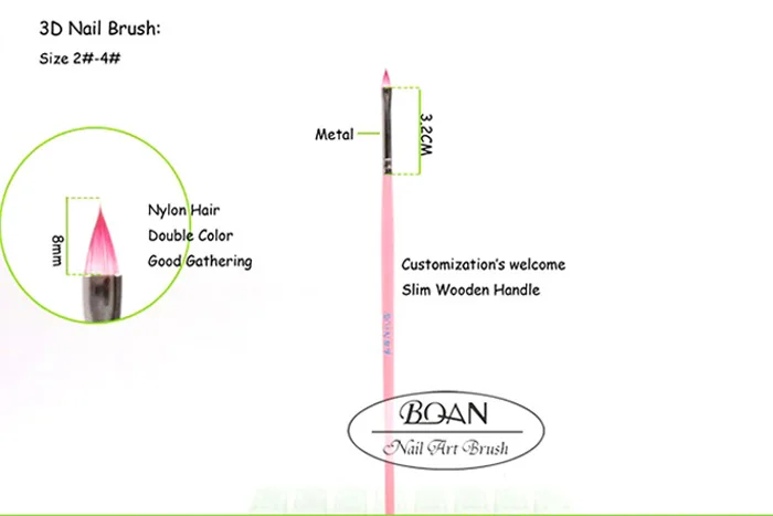 1 шт BQAN акриловый гель для ногтей 3D кисть для дизайна ногтей 3D акриловая кисть для ногтей 2