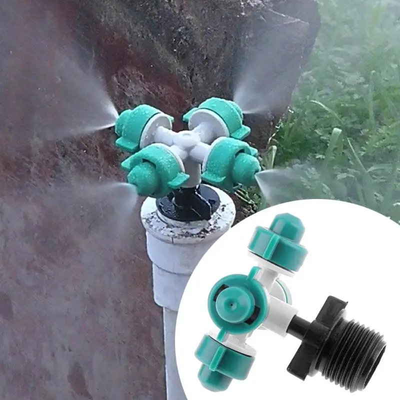 4 Head Dripper Nozzle Outlets Garden Sprayers Irrigation Misting Flow