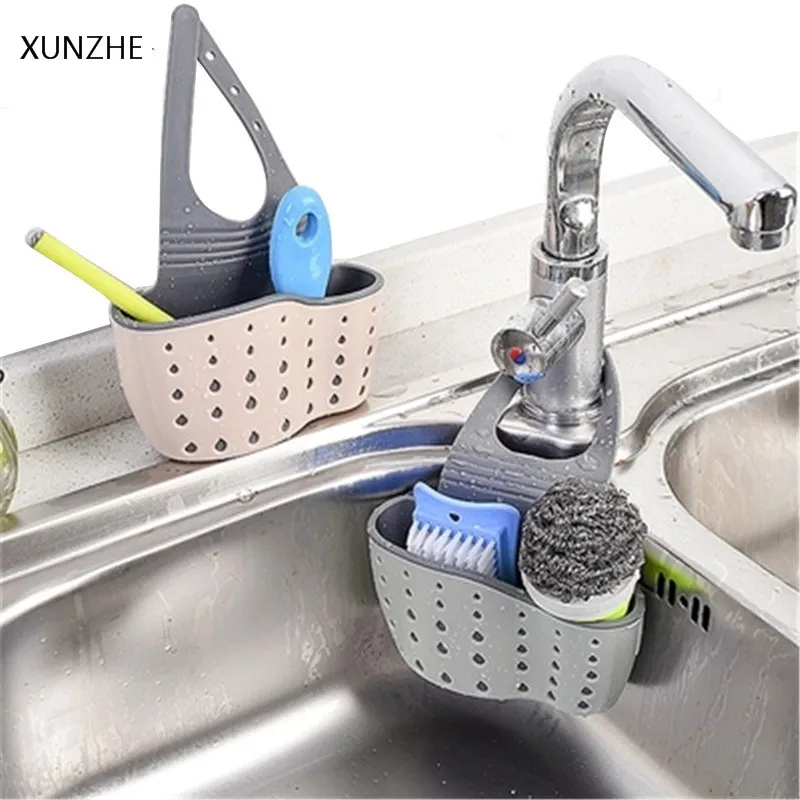 

XUNZHE 1PC Creative Cingulate Drainage Storage Basket Faucet Tank Sponge Sundries Hanging Bags Home Kitchen Bathroom Accessories