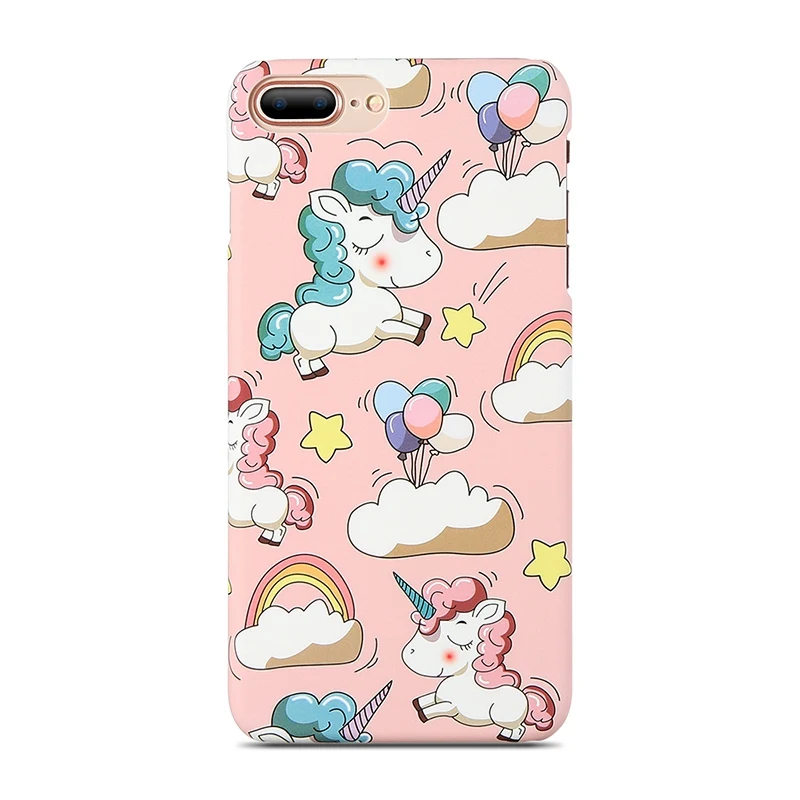 KISSCASE Единорог рисунком чехол на айфон 8 7 6S 6 X XS Max XR Cute Case телефон чехлы для iPhone 8 7 6S 6 Plus Жесткий PC задняя крышка аксессуары 10 Милый Девчушки чехол для iPhone X 5S SE 5 10 - Цвет: Pimk