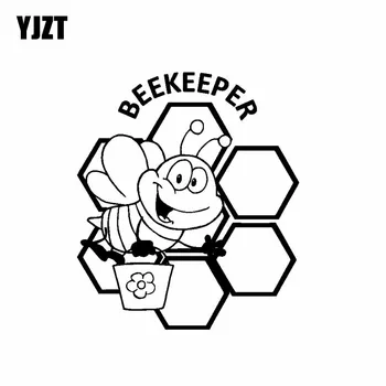 

YJZT 15.2CM*17.7CM Beekeeper Bees Beekeeping Vinyl Decal Car Sticker Truck Farmer Cute Black/Silver C19-0076
