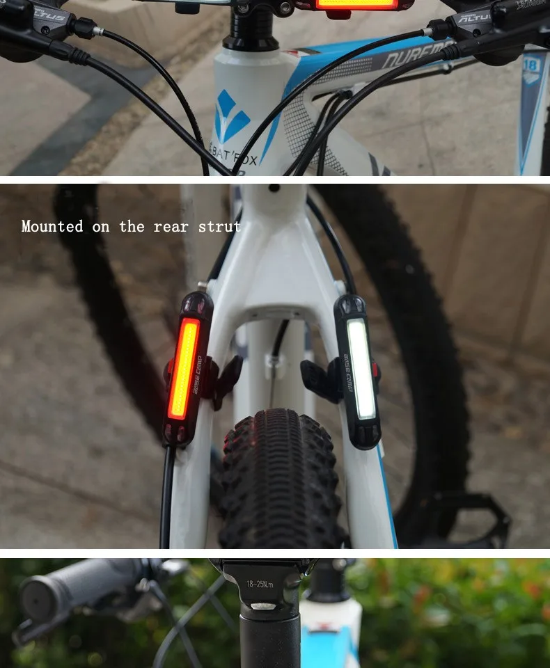 Flash Deal BaseCamp Cycling Taillight Bright Front Lights USB Rechargeable Mountain Bike Lights Bicycle Accessories Warning Light White Red 10