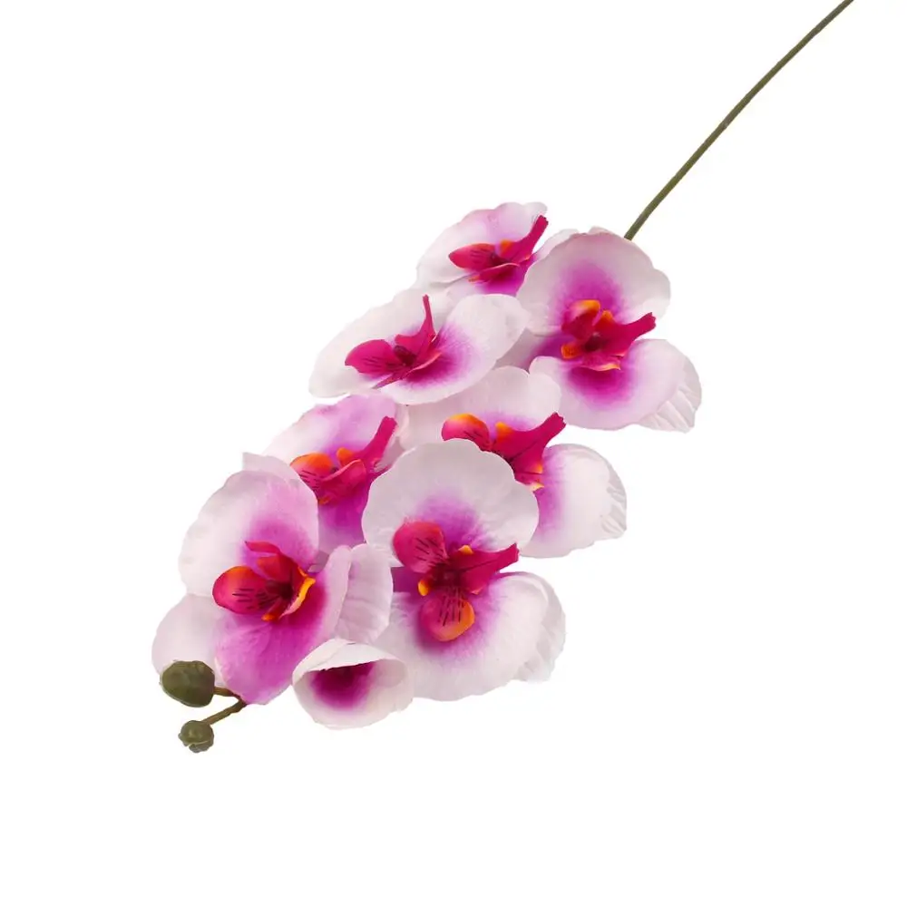 FENGRISE искусственные цветы орхидеи белая Орхидея Фаленопсис невесты Свадебный букет бабочка Орхидея свадебный душ украшение - Цвет: White purple orchid
