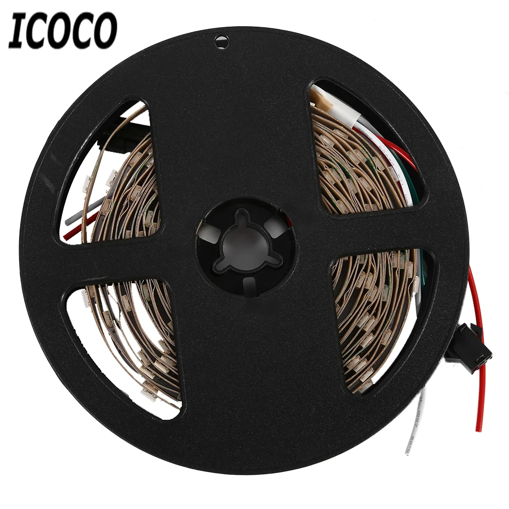 ICOCO 5 м 300 светодио дный S WS2812B 5050 SMD RGB 5 В Водонепроницаемый черный PCB гибкие Светодиодные ленты свет для ТВ фон вечерние полосы лампы Лидер