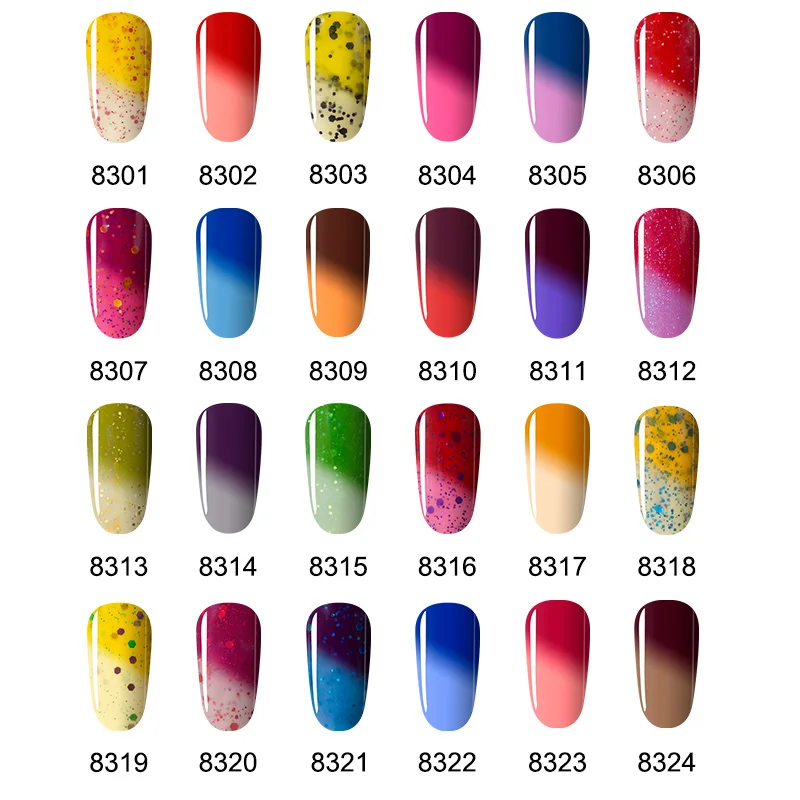 Modelones 7ML Fashion Temperature Thermo UV Nail Gel Polish Soak Off Glitter Changing Color Gel Nail Varnish Long Lasting Gel