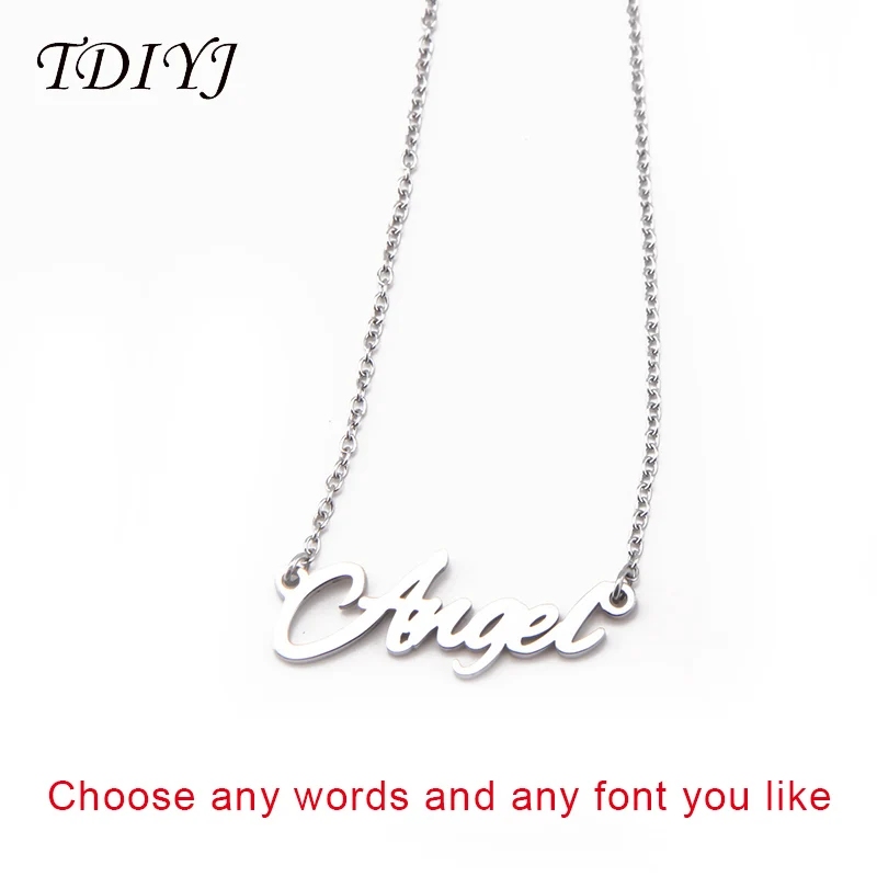 

TDIYJ Customized Necklace Silver Gold Rose Gold Stainless Steel Personalized Custom Name Pendant Neckalce Gift Box 50pcs