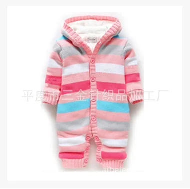 Теплый комбинезон для новорожденных маленьких мальчиков и девочек теплые зимние ползунки вязанный свитер для младенцев верхняя одежда с капюшоном с рождественским оленем - Цвет: 4