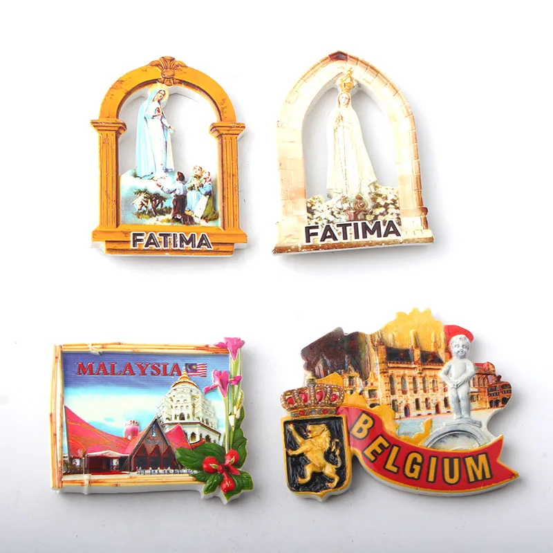 

Fatima Malaysia Belgium Machine Printing 3D Resin Fridge Magnet Refrigerator Tourism Souvenir Collectibles Gift