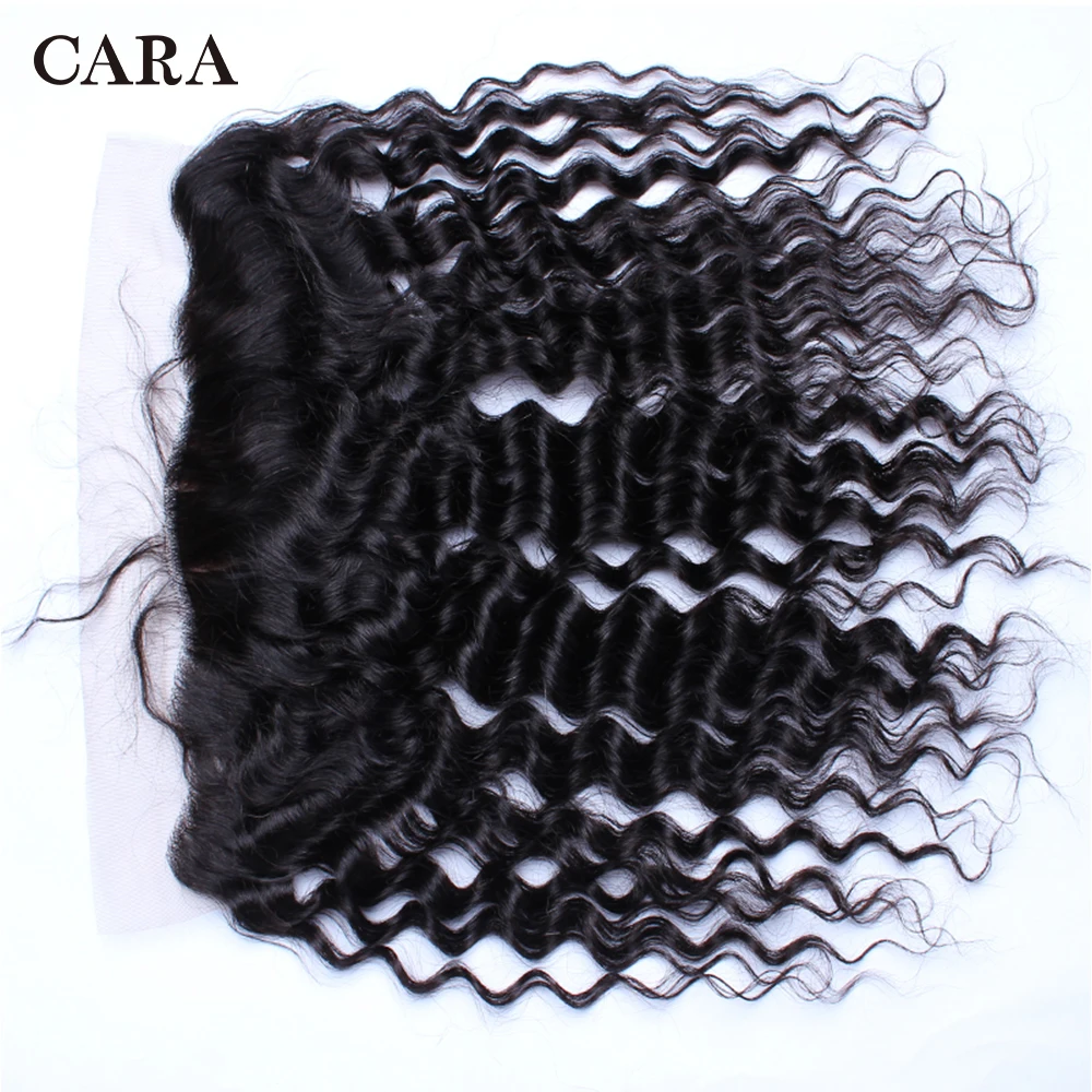 Deep Wave Lace Frontal Closure Brazilian Remy Hair Natural Color 13x4 Human Hair Pre Plucked With Baby Hair Free Part CARA Hair