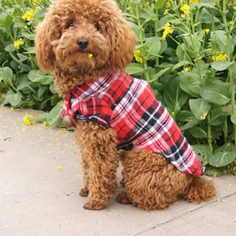 Одежда для собак для отдыха Pet одеть Тедди весной и летняя одежда подходит для любой собаки рубашка в клетку Одежда с принтом в виде собак