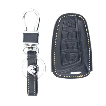 

WFMJ Brown Stitch Leather 4 Buttons Smart Key Chain Cover Case For Hyundai Sonata Genesis Elantra Tucson Azera Equus Santa Fe