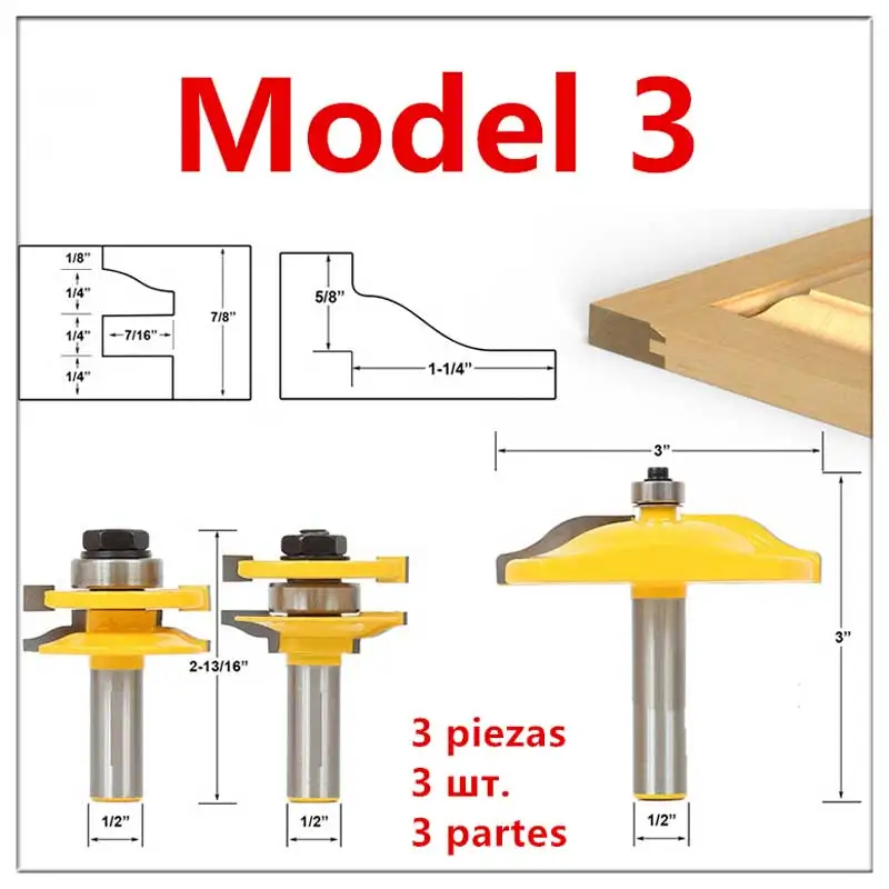 Cabinet Door Rail Stile Milling Cutter Carbid Woodworking Router Bit Wood Tool Floor Puzzle Knives Panel Raiser Glue Joint