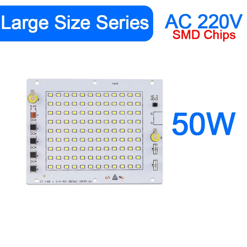 Зеленый глаз AC 220 В 5 Вт~ 100 Вт интегрированный COB светодиодный чип 50 Вт 30 Вт 20 Вт 10 Вт смарт IC драйвер люменов для DIY прожектор - Испускаемый цвет: Large Size SMD 50W