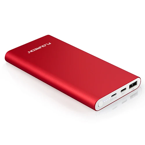 Floureon power Bank 12000 мАч 2GN-C 3A выход Dual usb type C освещение внешнее зарядное устройство для iPhone X iPad смартфонов - Цвет: Red