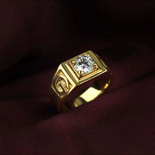 Carat Imitated Diamond Wedding Band Ring Men In Gold Plated Titanium Stainless Steel Wedding Jewelry Bijoux