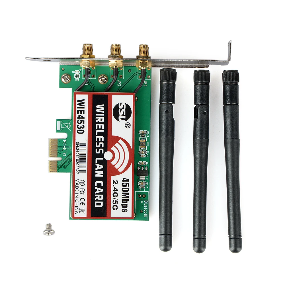 

450Mbps Wireless WiFi PCI-E Networks Adapter LAN Card+ Antennas Desktop PC