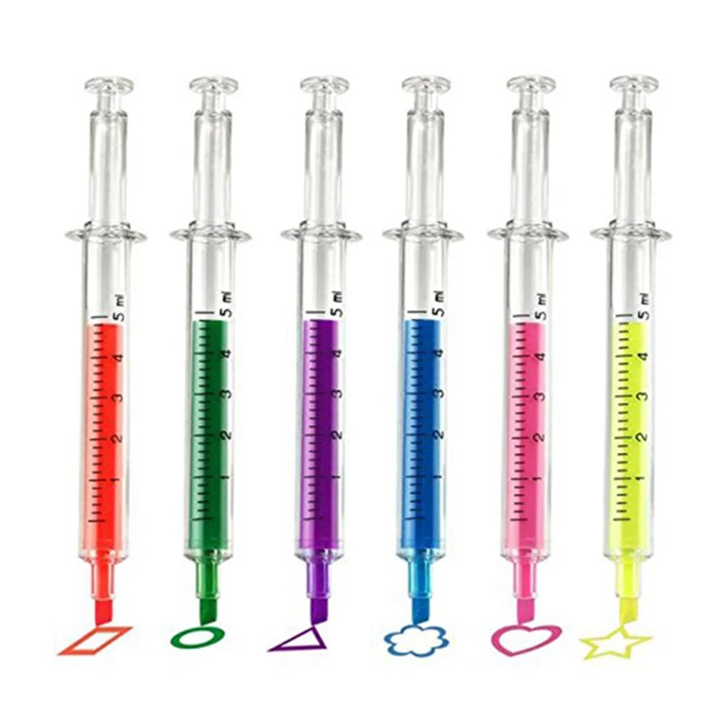 

6pcs creative stationery syringe highlighter