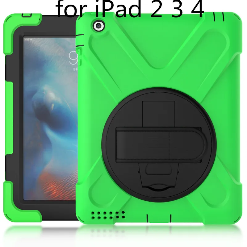 Чехол для Apple ipad 2 3 4, ZAIWJ Safe Kids Armor At Мягкий противоударный силиконовый+ жесткий чехол для ipad 4/3/2 - Цвет: Grass green-HaiD-234