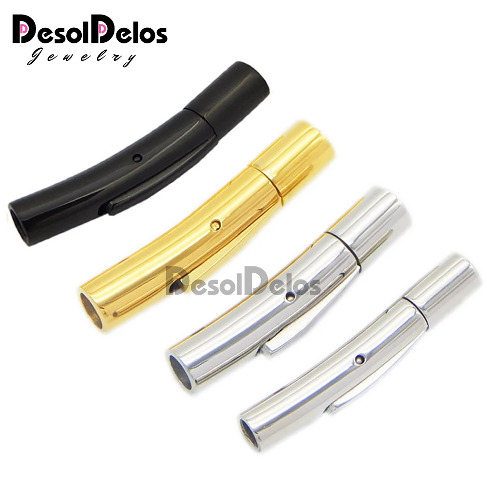

2pcs 316L Gold/Black Color Stainless Steel Jewelry Connector 2/3/5/8/10/12mm Hole Clasps For DIY Leather Cord Necklaces Bracelet
