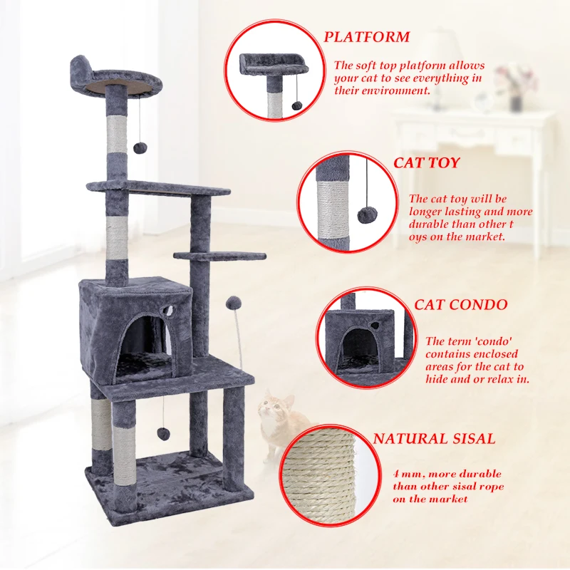 Title 67, Multi-Level Cat Tree Condo Furniture with Sisal...
